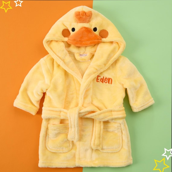 Personalised Baby Girl Boy Newborn Robe Animal Hooded Cute Baby Shower Gift Idea Embroidered Dressing Gown Duck Hood Bathrobe 0-24 Months