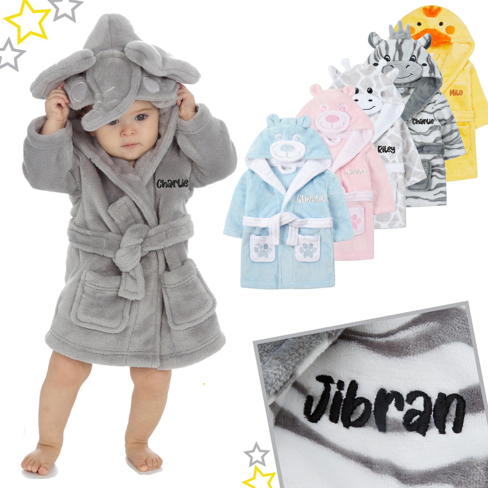 Personalised Baby Girl Boy Newborn Robe Animal Hooded Cute Baby Shower Gift  Idea Embroidered Dressing Gown Duck Elephant Zebra Giraffe Hood - Etsy