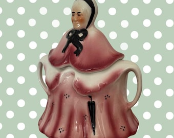 Zuccheriera della vecchietta di Tony Wood, ceramica rosa dello Staffordshire