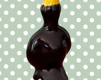 Vintage Pie Bird Funnel | Black and Yellow Ceramic Baking Collectable