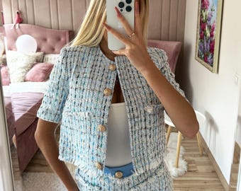 Womens blazer. Tweed blazer made to your measurements. Summer blazer handmade.