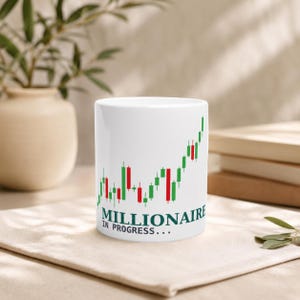 Taza de café motivacional para traders: "Millonario en camino"