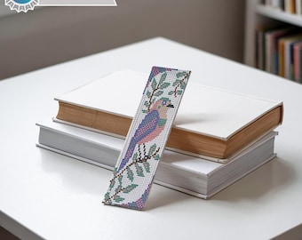 Patrón de marcapáginas de pájaro acolchado en punto de cruz – Diseño natural (Patrón PDF)