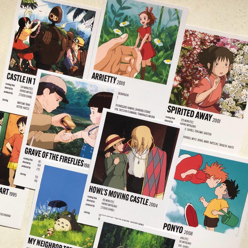 10 PCS Set of Japanese Animation Movies Print Aesthetic Mini Posters ...
