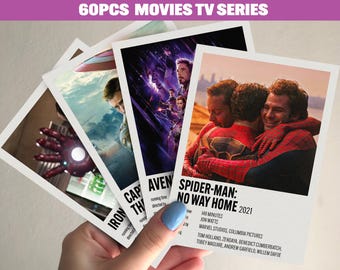 Set met 60-delige set superheldenfilms, esthetische gepersonaliseerde miniposters, afdrukken | Creëer je eigen printpakket Minimalistisch posterpakket
