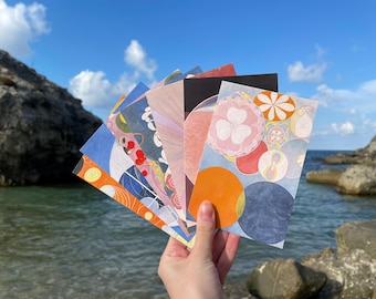 9 PCS Hilma af Klint Postcards Abstract Art Aesthetic Mini Cards Pack | Print Pack Minimalist Famous Printings Poster Pack