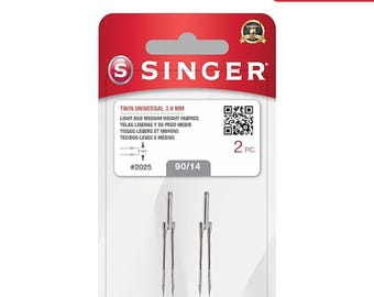Singer Twin Universal Sewing Machine Needles, Size 90/14-2PCS