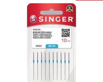 SINGER 10-Pack Serger Overlock Needles for Woven and Stretch Fabrics, Size 90/14
