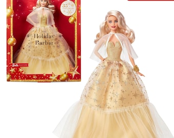 Barbie Signature 2023 Holiday Doll, Blonde Hair Wearing Golden Gown, Seasonal Collector in Displayable Original Packaging NEW