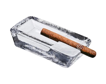 Kristallen sigarenasbak zwaar glas, diamantgeslepen stijl, luxe bargerei, cadeau voor sigarenliefhebber | 2,57 pond, groot handgemaakt, kantoor, binnen, thuis