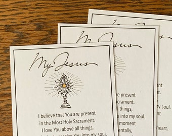 Spiritual Communion Prayer PRINTABLE, Digital PDF Prayer Card, Catholic Holy Card for making an Act of Spiritual Communion