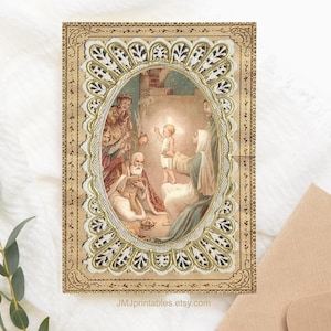 Cartão de Natal Católico Imprimível Madonna e Criança Natividade Cartão Cristão Jesus Nossa Senhora - PDF Digital Instantâneo com Envelope Imprimível