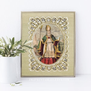 Saint Patrick Print | PRINTABLE Vintage Catholic Art Printable | 8X10 Digital Download | Catholic Art and Wall Decor | Catholic Saint Gift