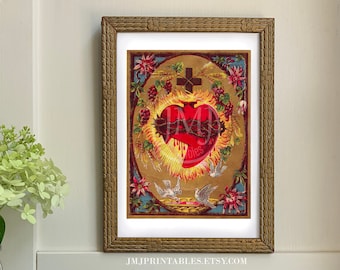 Catholic Sacred Heart of Jesus PRINTABLE Vintage Catholic Art Printable Valentine Gift | Digital Download | Catholic Art and Wall Decor