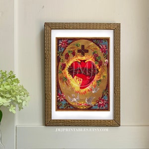 Catholic Sacred Heart of Jesus PRINTABLE Vintage Catholic Art Printable Valentine Gift | Digital Download | Catholic Art and Wall Decor