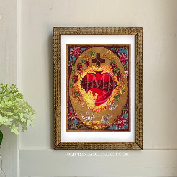 Sacred Heart of Jesus PRINTABLE Vintage Catholic Art Printable | Digital Download | Catholic Art and Wall Decor | Catholic Gift