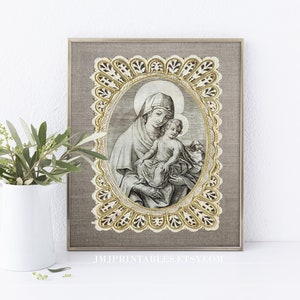 Impresión artística católica para imprimir de Nuestra Señora del Perpetuo Socorro, Santísima Virgen María, Nuestra Señora del Socorro, descarga digital, regalo católico para hacer uno mismo