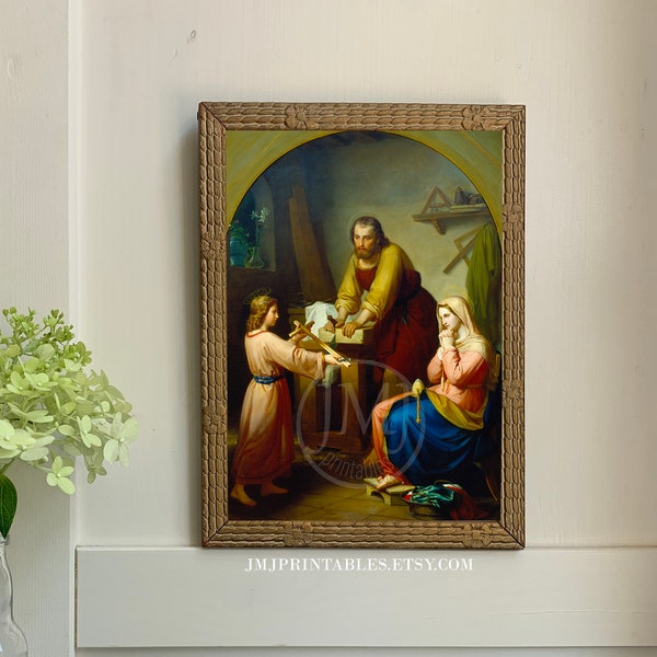 Holy Family Art Print PRINTABLE Vintage Catholic Art | Catholic Father's Day, Baptism Gift | Catholic Art & Wall Decor | Digital Download