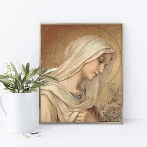 Our Lady Blessed Mother PRINTABLE Catholic Art Print, Blessed Virgin Mary Digital Download, DIY Catholic Mother's Day Gift or Confirmation