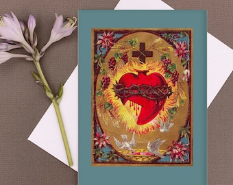 Carte d’art du SACRÉ-COEUR catholique IMPRIMABLE | Sacré-Cœur de Jésus Téléchargement numérique | Baptême, Confirmation, Mariage, Cadeau de Première Communion