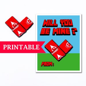 Boy Valentine PRINTABLE Instant Download DIY Valentine Kids Gaming Theme Valentine Card Fun Easy Simple Valentine Treat for School Classroom