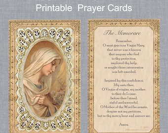 Katholieke Memorare Heilige Maagd Maria Heilige kaart AFDRUKBARE, digitale download pdf Doopsel of eerste communie gunst