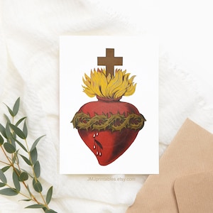 AFDRUKBARE katholieke kaart Heilig hart van Jezus Instant Download kaart doopsel eerste communie bevestiging bruiloft baby wijding Valentijn