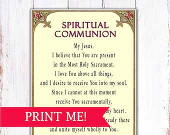 Act of Spiritual Communion Prayer Card Printable Communion - Etsy