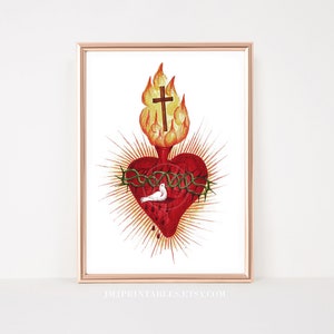 Heiliges Herz Jesu DRUCKBARE katholische Kunst Aquarell druckbare | Digitaler Download | Katholische Wanddeko & Geschenk | 5x7 und 10x15 cm