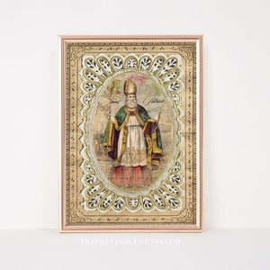 Saint Patrick Print | PRINTABLE Vintage Catholic Art Printable | 5x7 Digital Download | Catholic Art and Wall Decor | Catholic Saint Gift