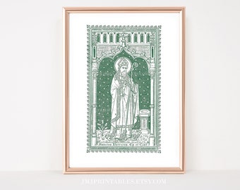 Vintage Saint Patrick Print PRINTABLE Irish Catholic Art Saint Patrick Art Vintage Style Catholic Wall Decor Catholic Gift Instant download