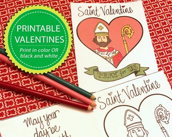 Printable Saint Valentine Card for Kids - Catholic School Valentine's Day Card Coloring Page - Saint Valentine's Day Craft