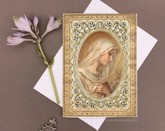 Carte de la Vierge Marie - carte catholique traditionnelle imprimable PDF numérique - carte de fête des mères, confirmation, baptême, première communion
