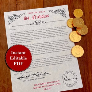 Saint Nicholas Day Letter St Nicholas PRINTABLE Gift Saint Nicholas Present Stocking Catholic PERSONALIZED Christmas Letter from St Nick