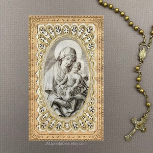 Madonna col Bambino Preghiera STAMPABILE, Gloria Preghiera Latina, Beata Madre, Vergine Maria Preghiera Sacra, Download Digitale PDF Preghiera