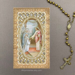 First Holy Communion GIRL Holy Card PRINTABLE, Digital Download PDF Prayer Card, Printable page of four cards, Catholic Holy Cards