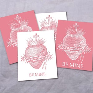 Printable Catholic Valentine Cards, Sacred Heart of Jesus School Kid Valentine Instant Download Catholic Card or Party Favor