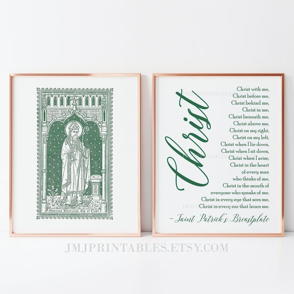 Vintage Saint Patrick Art and Quote Print Set PRINTABLE Irish Catholic Art Prints Vintage Style Catholic Wall Decor Instant Digital Download