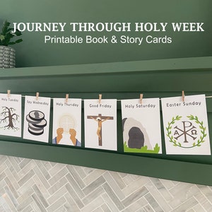 Catholic Holy Week Lent Printable Booklet & Story Cards Easter Countdown Scripture Lesson Christian Sunday School Kid Banner Bible Readings