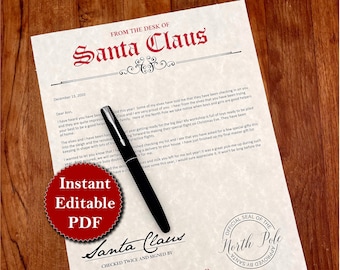 Editable Letter From Santa Claus | Printable DIY Kid Christmas Letter from the North Pole & Nice List Certificate | PDF UNLIMITED Downloads