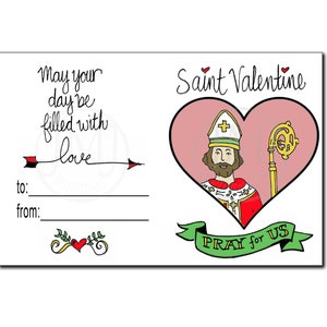 Printable Saint Valentine Card for Kids - Kid Valentine's Day Card Coloring Page - Saint Valentine's Day Craft