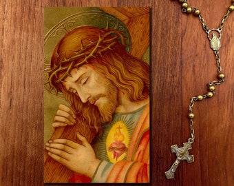 PRINTABLE Holy Card Prayer Card Sacred Heart of Jesus Lent Crucifixion Passion of Christ Catholic Prayer Card Instant Download PDF Holy Card