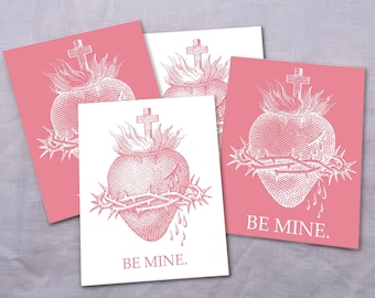 Tarjetas católicas de San Valentín para imprimir, tarjeta católica de San Valentín para niños de la escuela del Sagrado Corazón de Jesús o regalo de fiesta de descarga instantánea