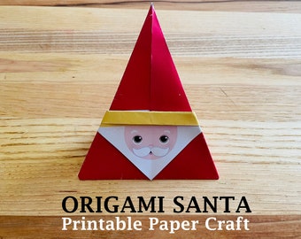 Printable Santa Ornament Origami Christmas Craft for Kids Build A Santa Claus Instant Digital Download Christmas Paper Craft