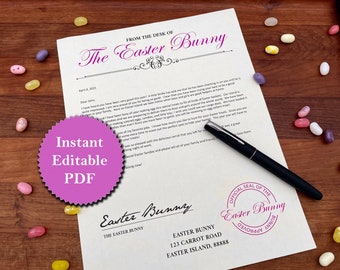 Editable Letter From the Easter Bunny | Printable Easter Basket Letter | Includes Bonus Kid Craft | PDF Download | DIY Kids Easter Tradition
