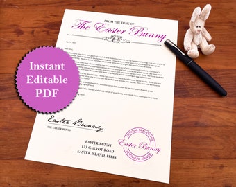 Letter From Easter Bunny Editable Printable Easter Bunny Stationery Letterhead Digital Download Easter Morning Surprise Kid Easter Tradition