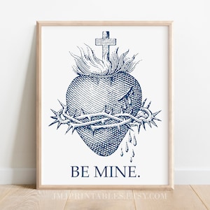 Sacred Heart of Jesus Valentine PRINTABLE Catholic Art Print Lent Confirmation Gift Digital Download Catholic Wedding Father&#39;s Day