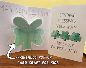 Saint Patrick Catholic Craft Lent PRINTABLE Shamrock Pop-up Card Lent Activity Almsgiving Kids St. Patrick's Day Shamrock Irish Craft