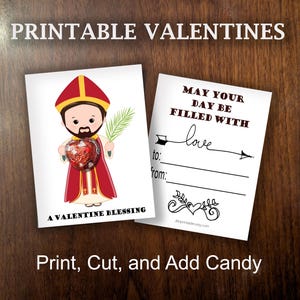 Katholische Valentinstag Karte für Kinder, Valentinstag Süßigkeit Schule Klassenzimmer Valentinstag oder Gastgeschenk Sofort Download