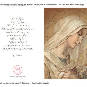 Onze Lieve Vrouw Gezegende Moeder AFDRUKBARE Katholieke Wenskaart Heilige Maagd Maria Kunst Digitale Download Moederdag Bevestiging Eerste Communie afbeelding 3